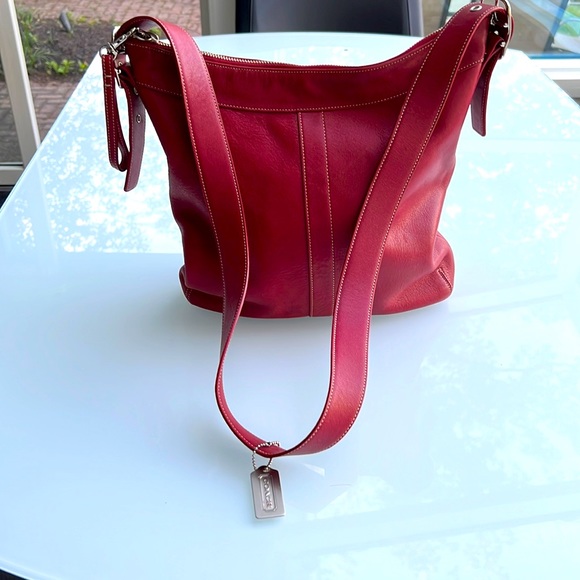 Coach Handbags - Coach Red Leather Shoulder Bag